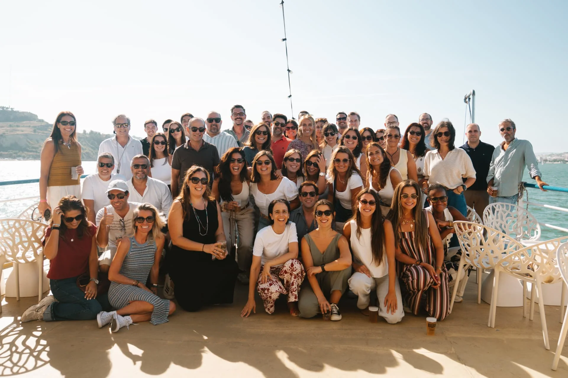 Team gathered aboard Barco EVORA on the River Tagus