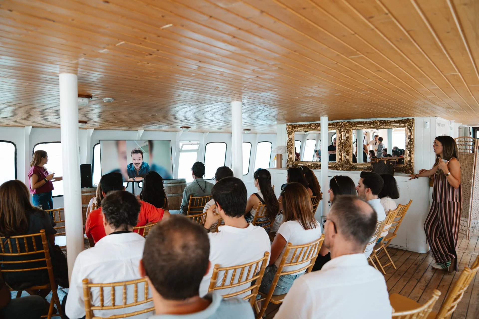Company gathering aboard Barco EVORA
